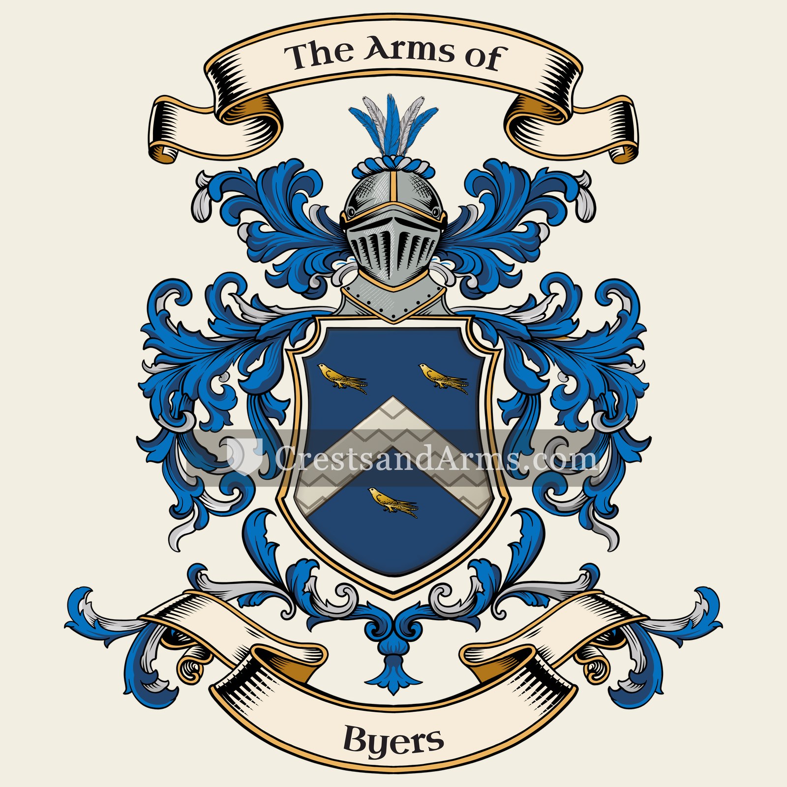The Byers coat of arms, drawn from the recorded blazon