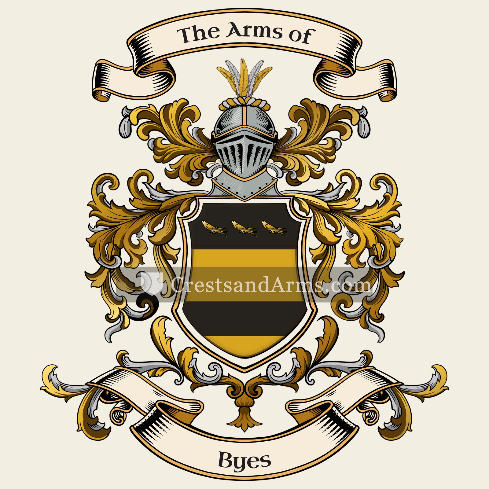 The Byes coat of arms, drawn from the recorded blazon