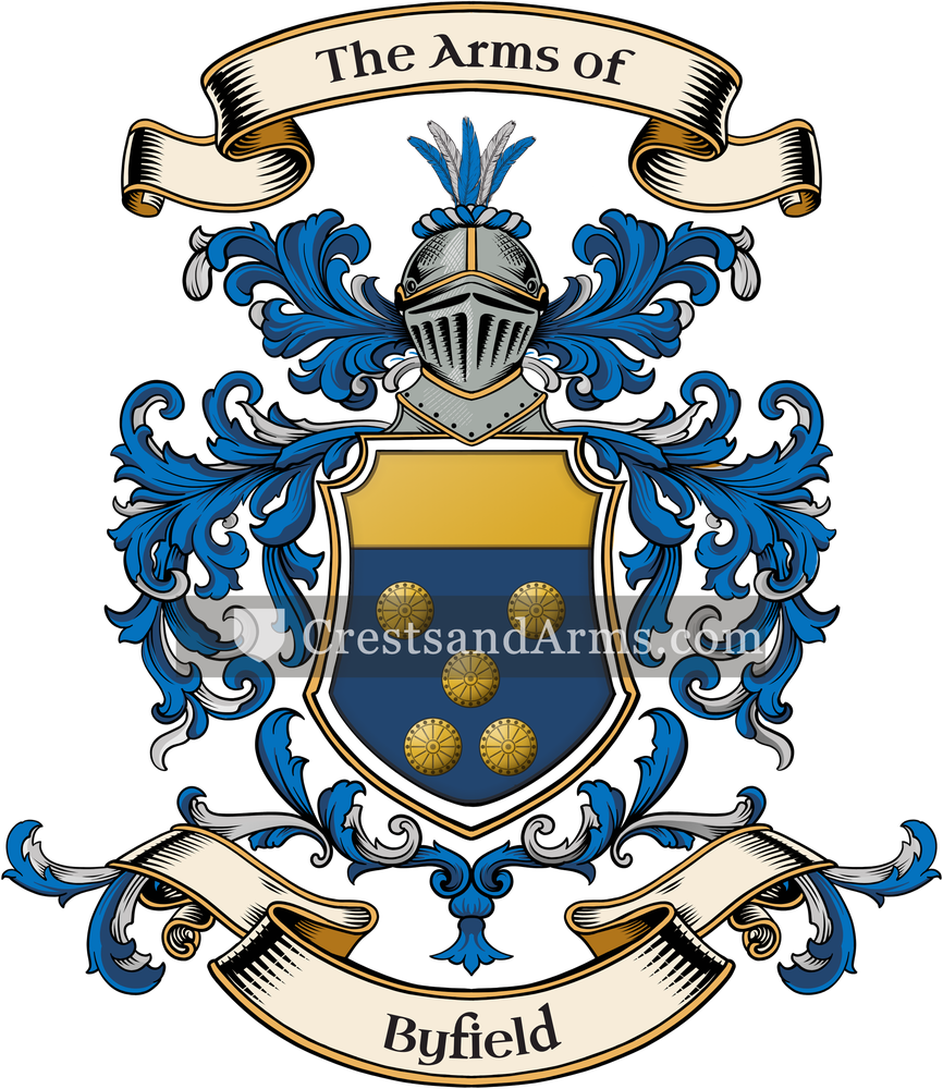 The Byfield coat of arms, drawn from the recorded blazon