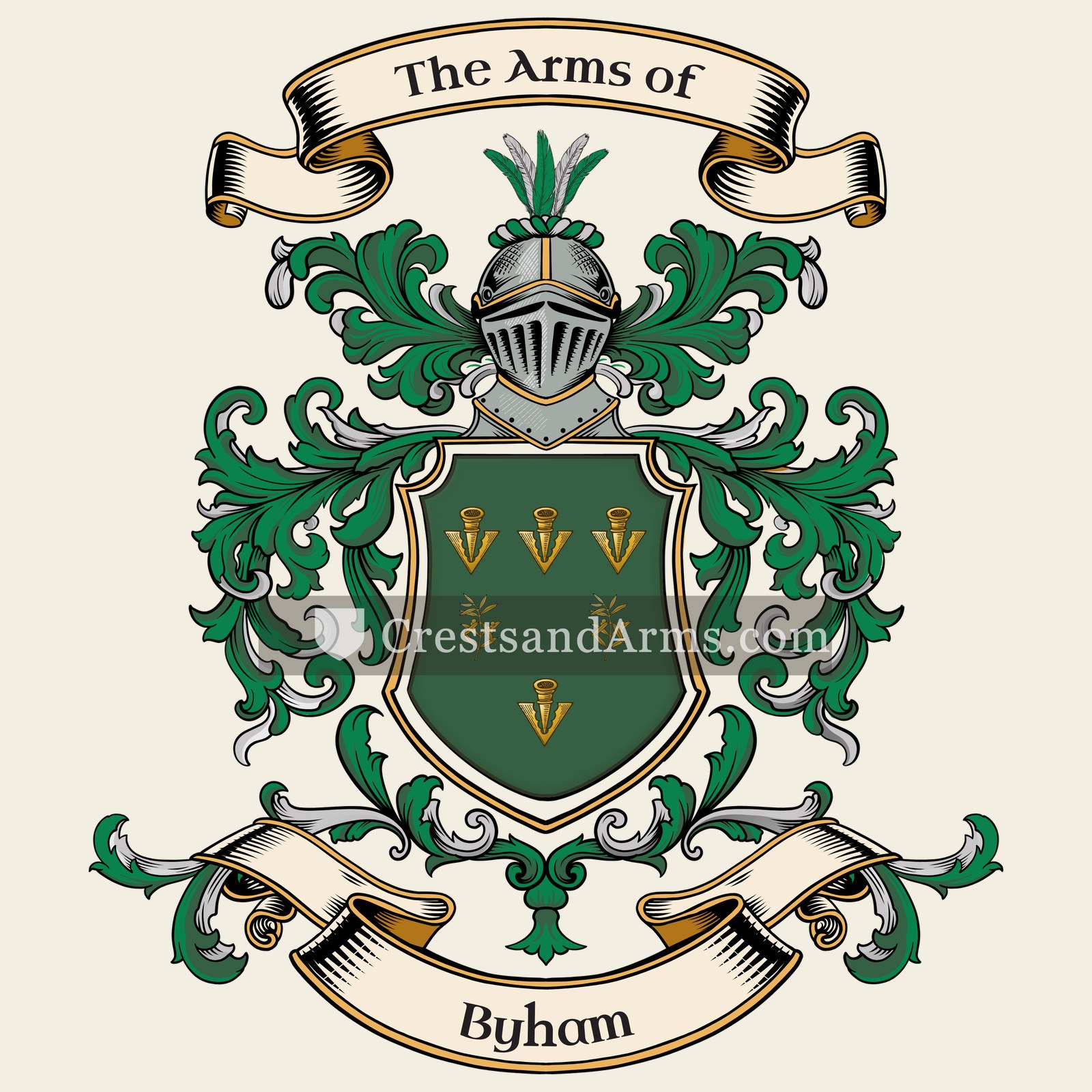 The Byham coat of arms, drawn from the recorded blazon
