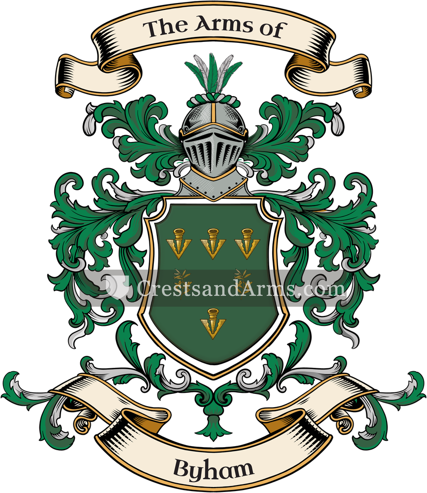 The Byham coat of arms, drawn from the recorded blazon