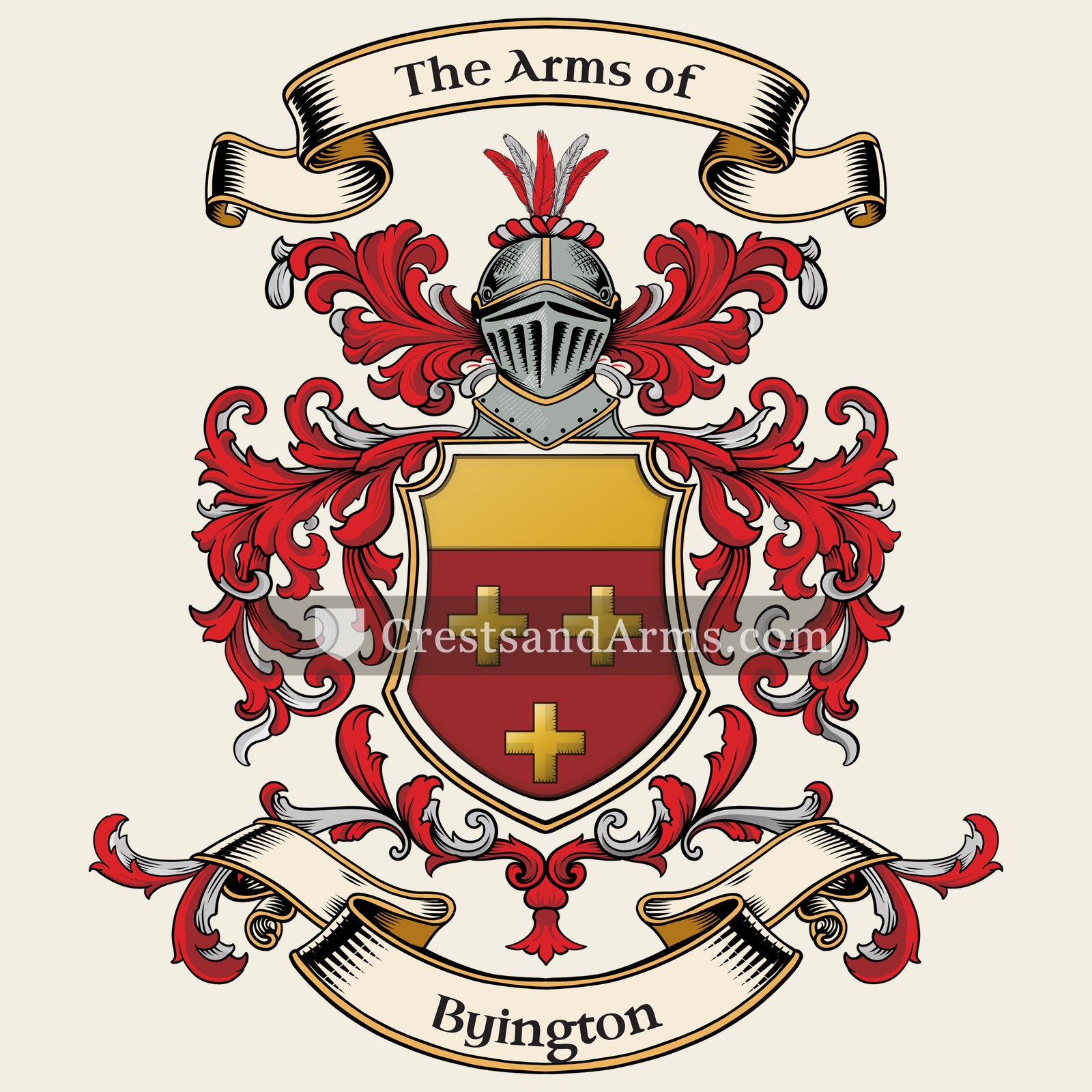 The Byington coat of arms, drawn from the recorded blazon