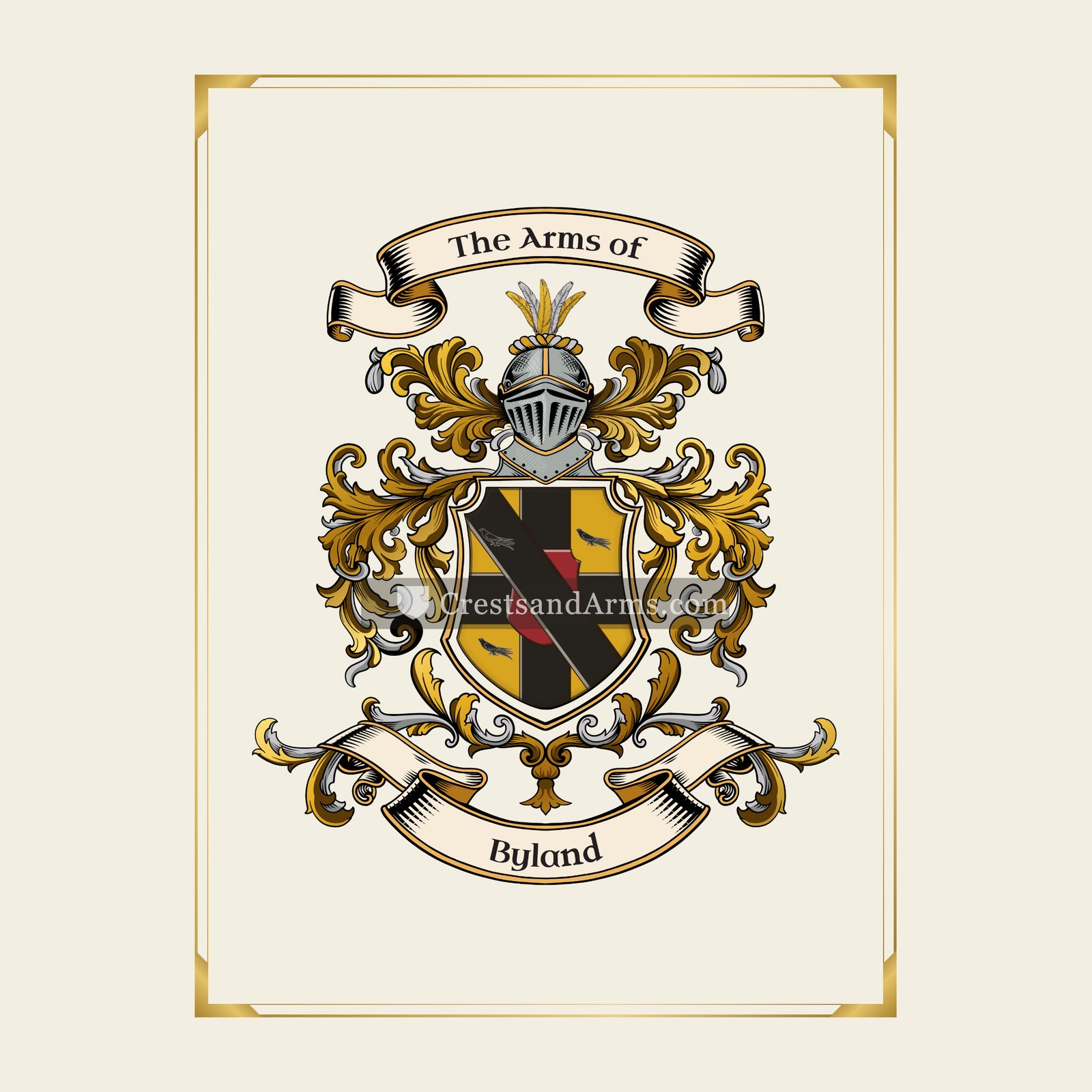 With gold border