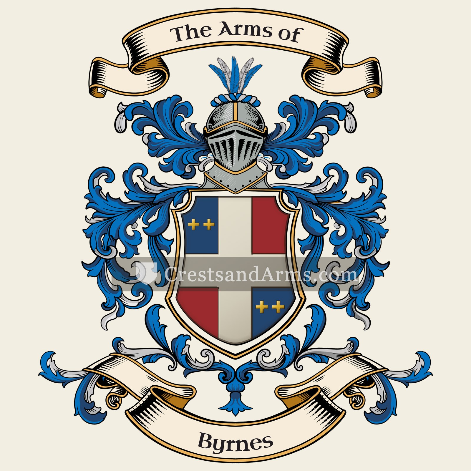 The Byrnes coat of arms, drawn from the recorded blazon
