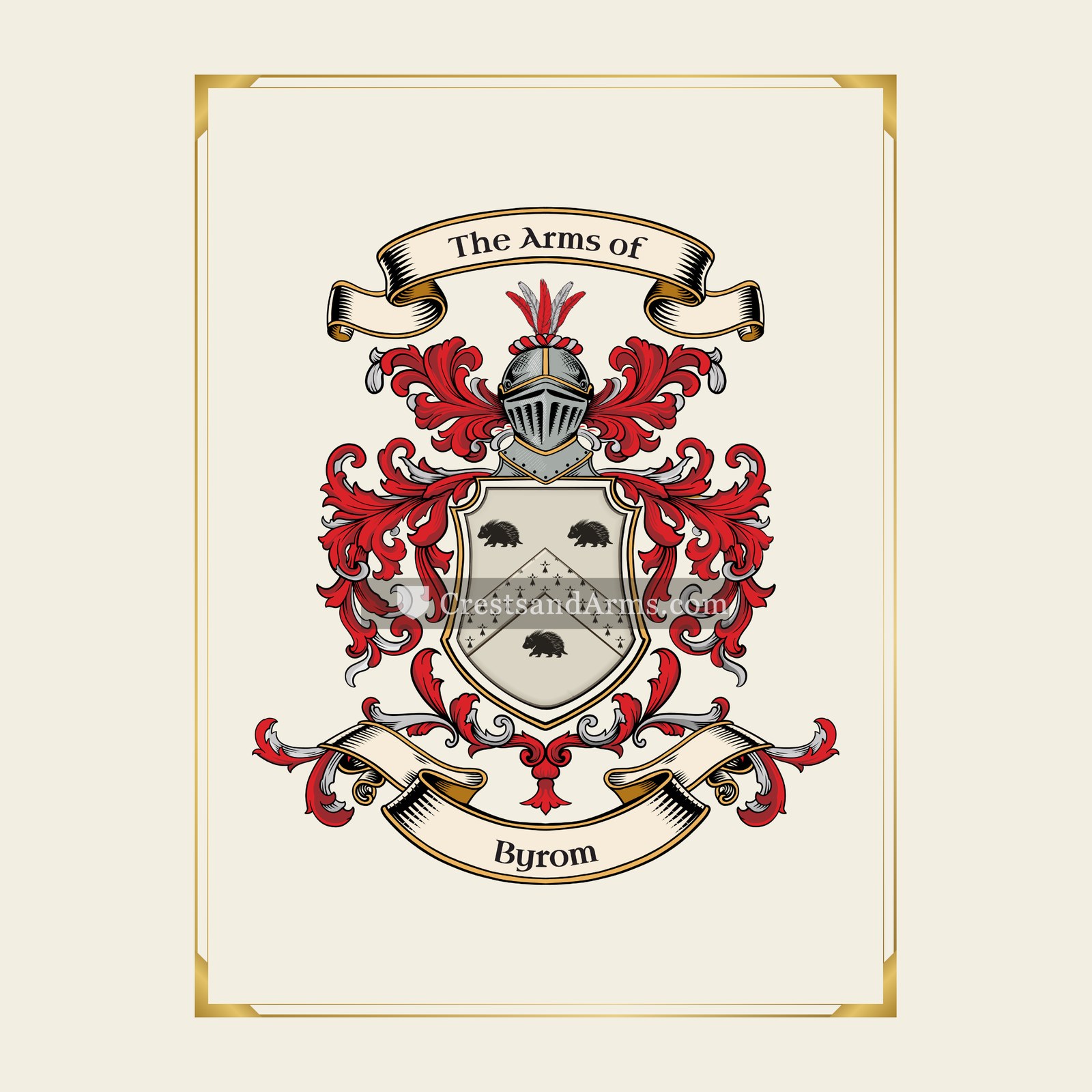 With gold border