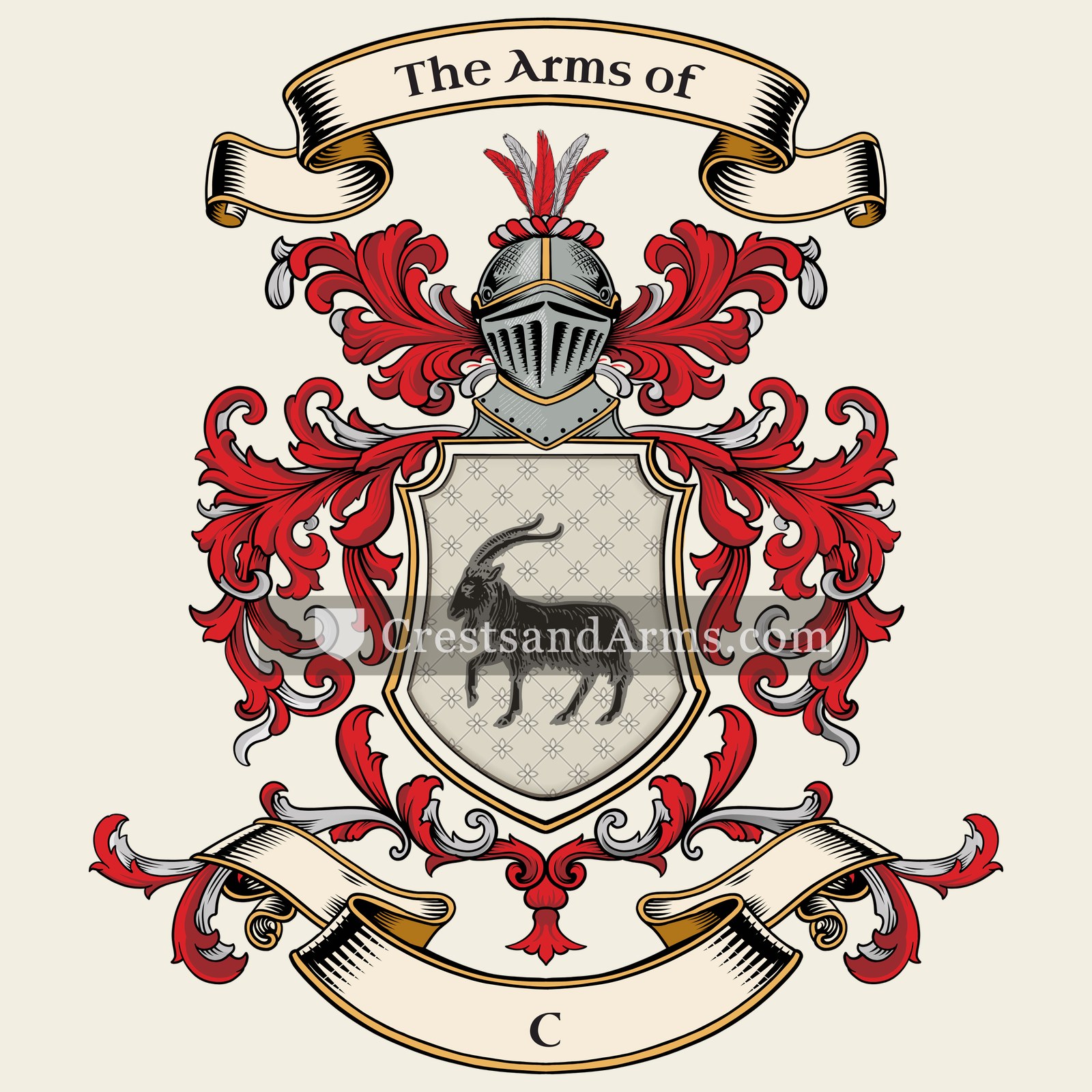 The C coat of arms, drawn from the recorded blazon