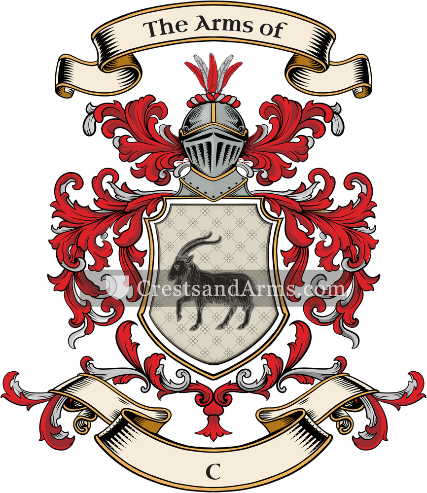 The C coat of arms, drawn from the recorded blazon