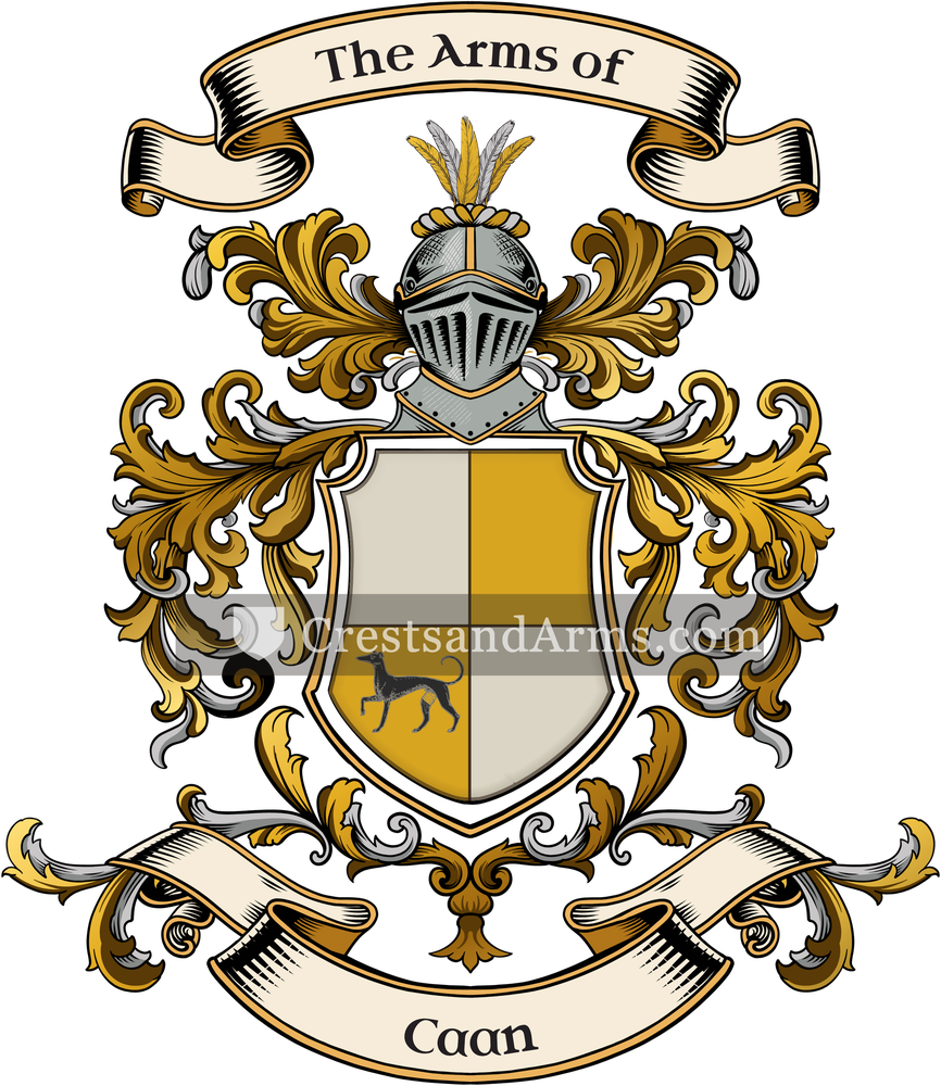 The Caan coat of arms, drawn from the recorded blazon