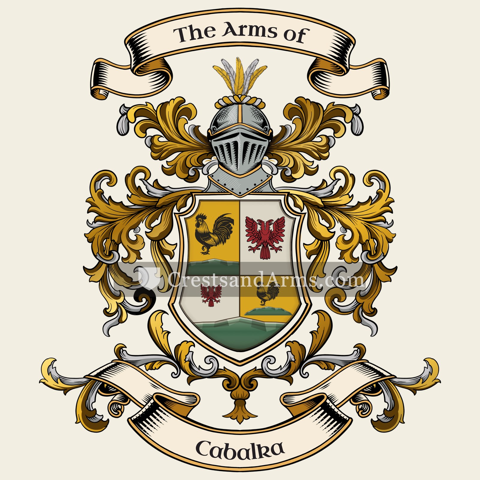 The Cabalka coat of arms, drawn from the recorded blazon