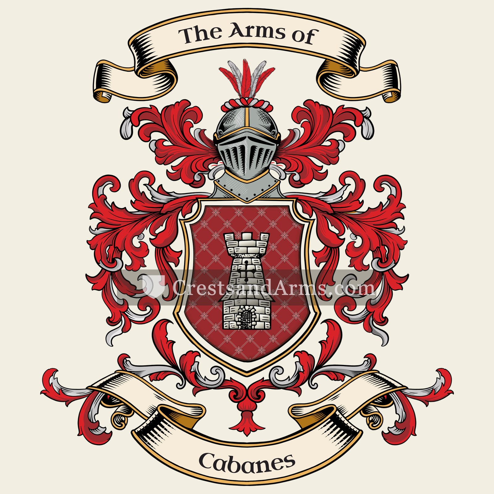 The Cabanes coat of arms, drawn from the recorded blazon