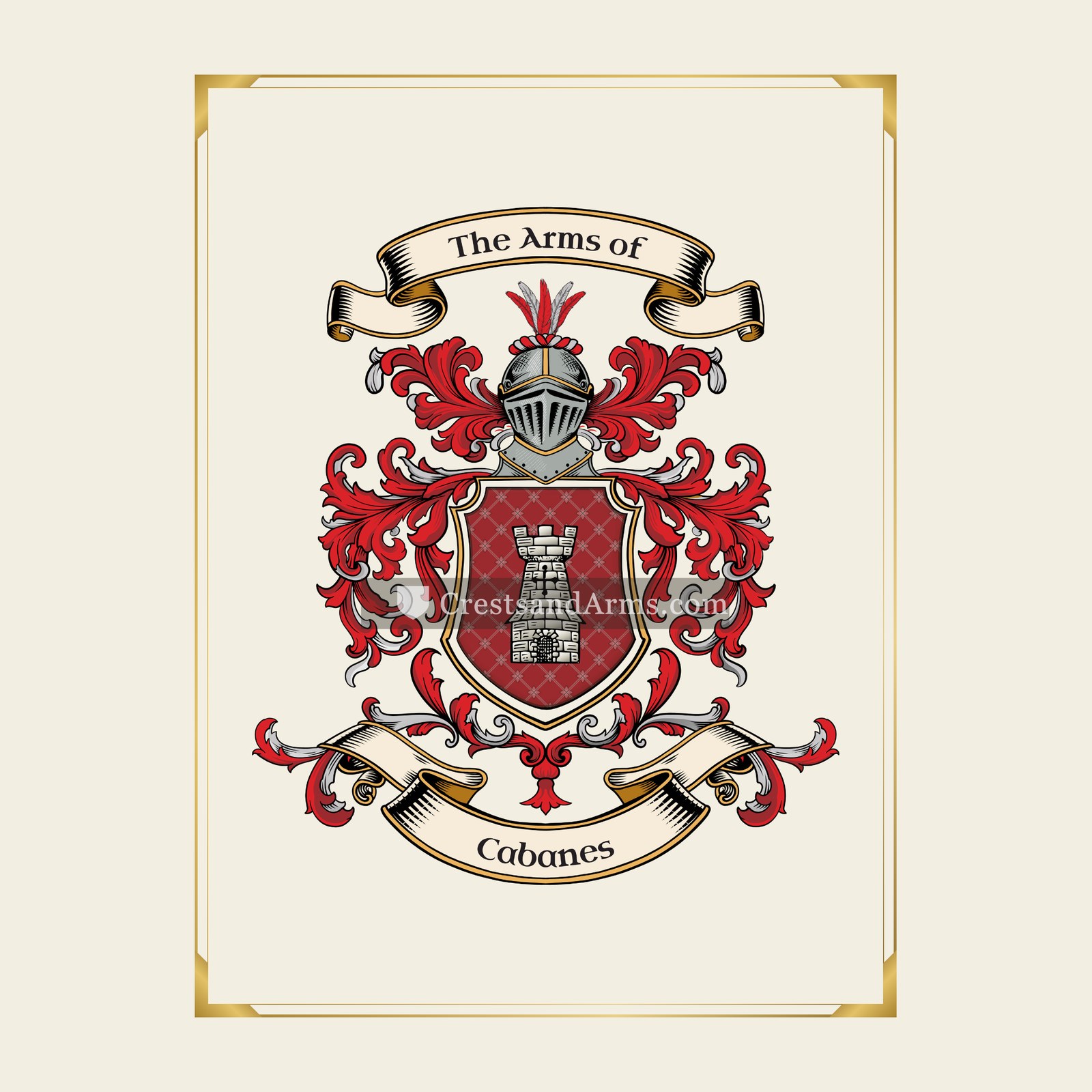 With gold border