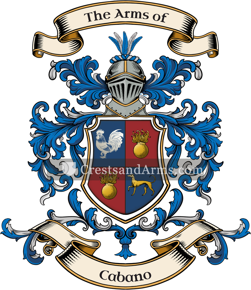 The Cabano coat of arms, drawn from the recorded blazon