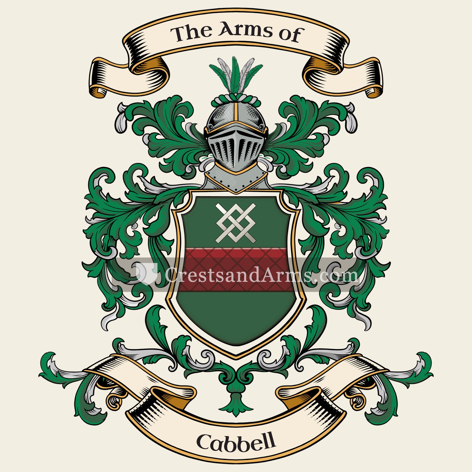 The Cabbell coat of arms, drawn from the recorded blazon