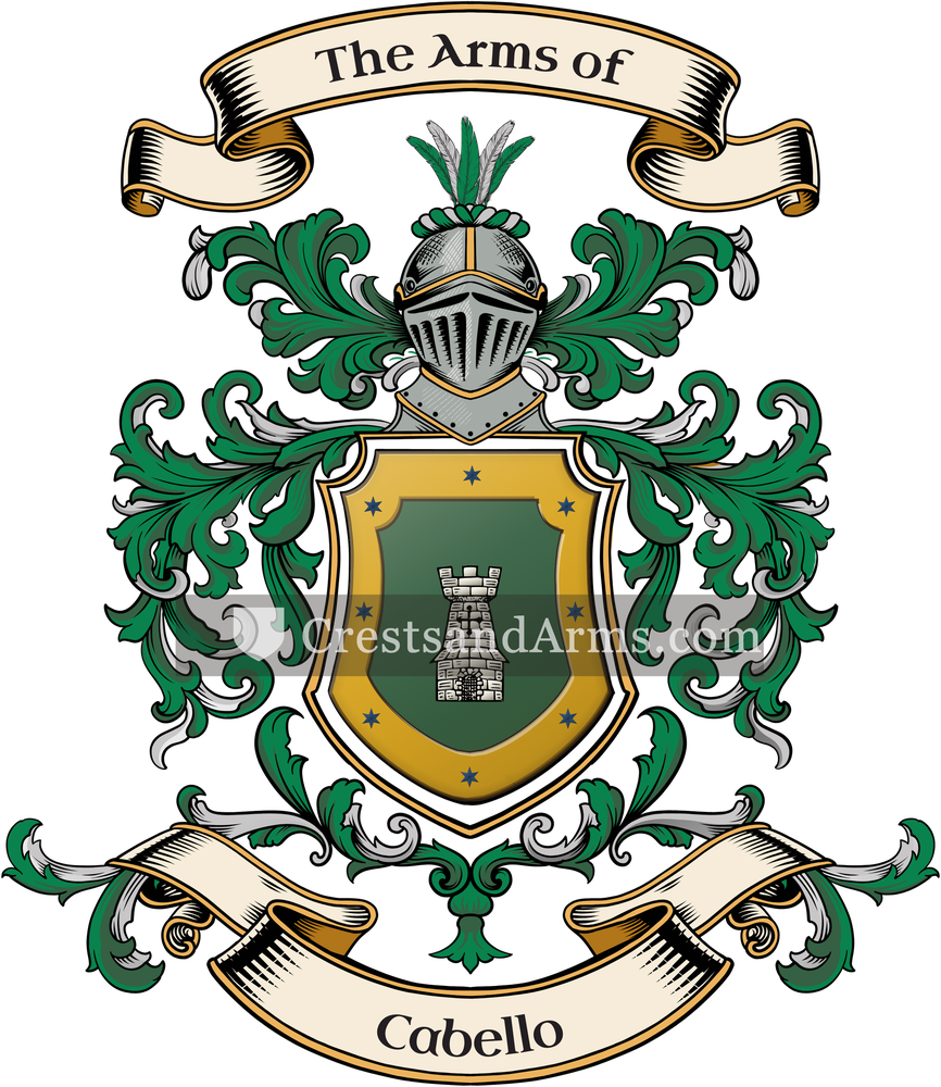 The Cabello coat of arms, drawn from the recorded blazon