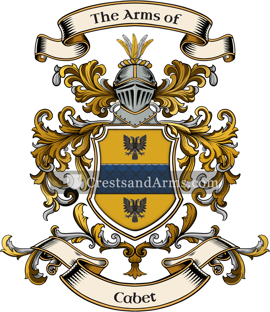 The Cabet coat of arms, drawn from the recorded blazon