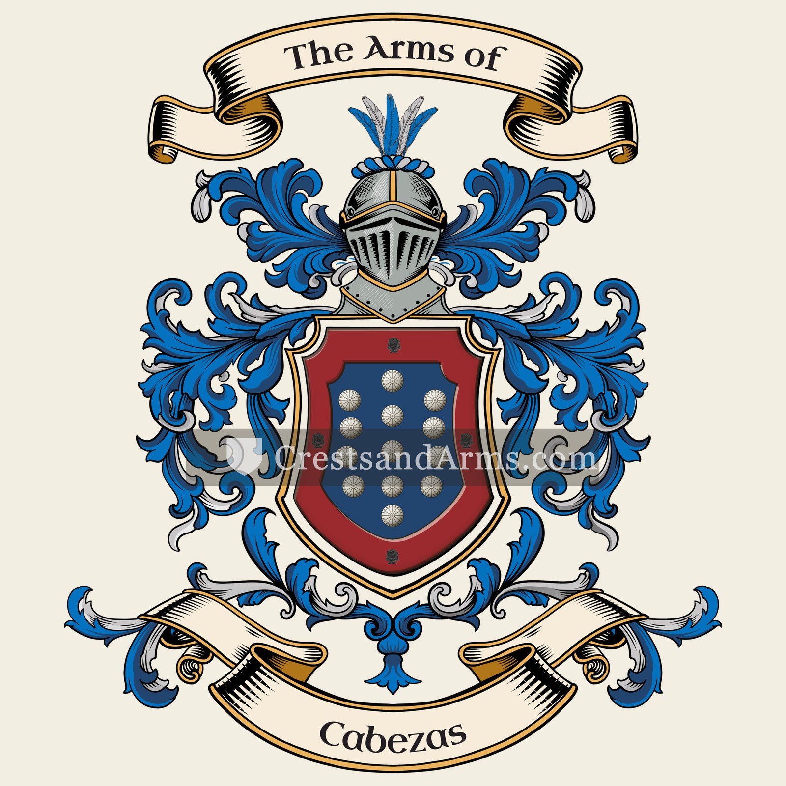 The Cabezas coat of arms, drawn from the recorded blazon