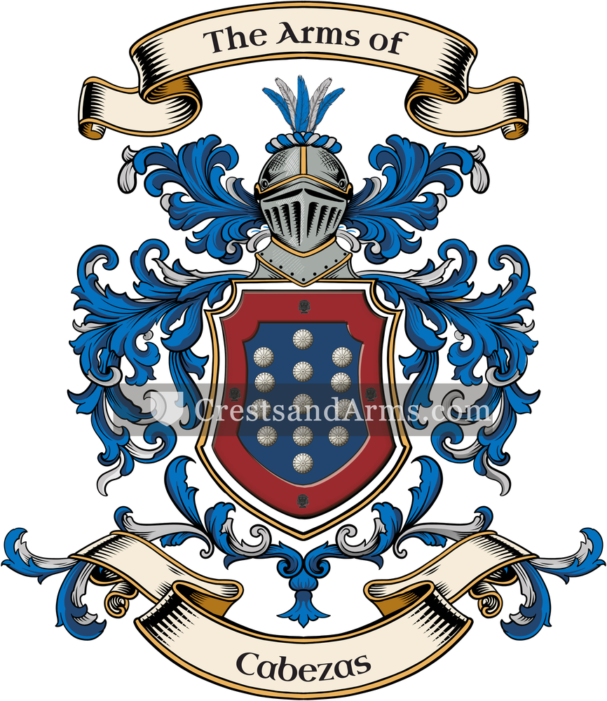 The Cabezas coat of arms, drawn from the recorded blazon