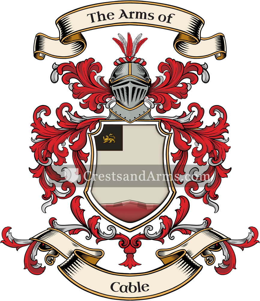 The Cable coat of arms, drawn from the recorded blazon