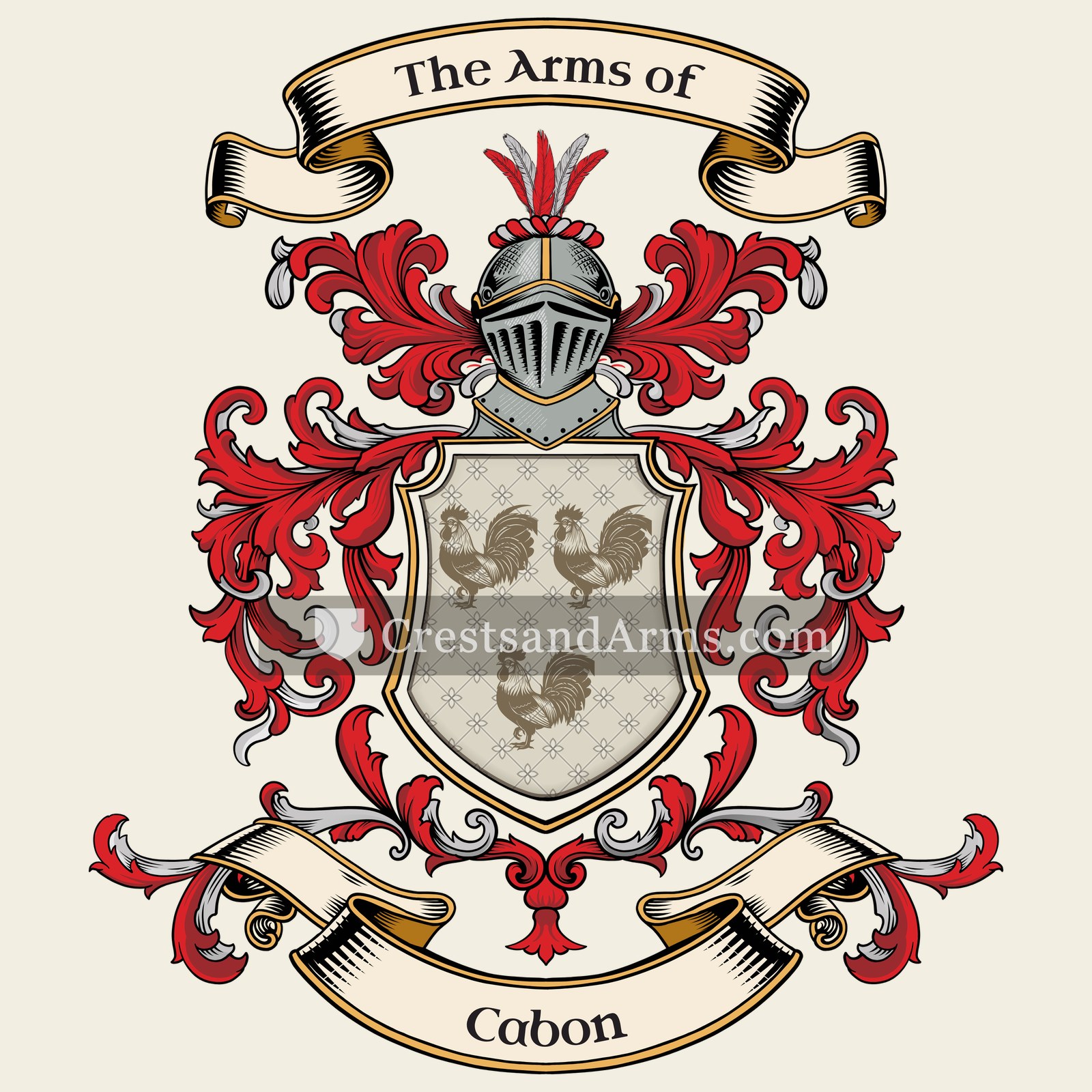The Cabon coat of arms, drawn from the recorded blazon