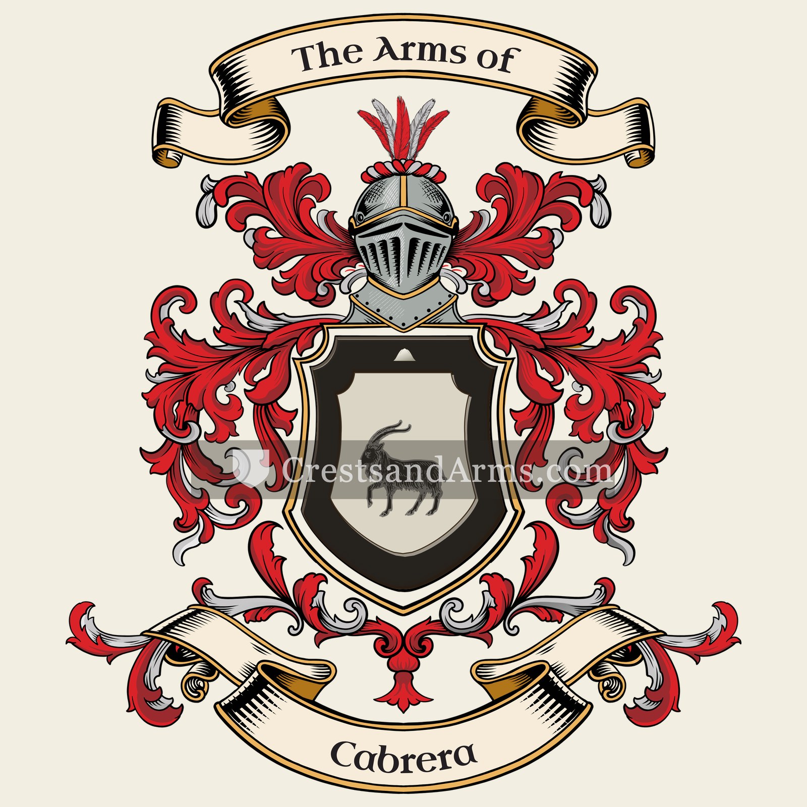 The Cabrera coat of arms, drawn from the recorded blazon