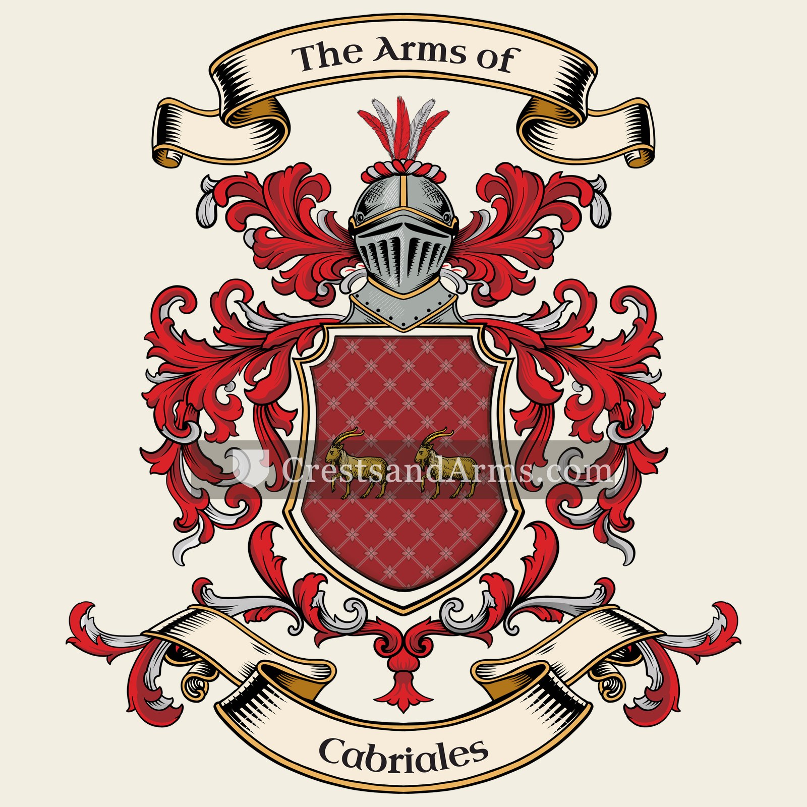 The Cabriales coat of arms, drawn from the recorded blazon