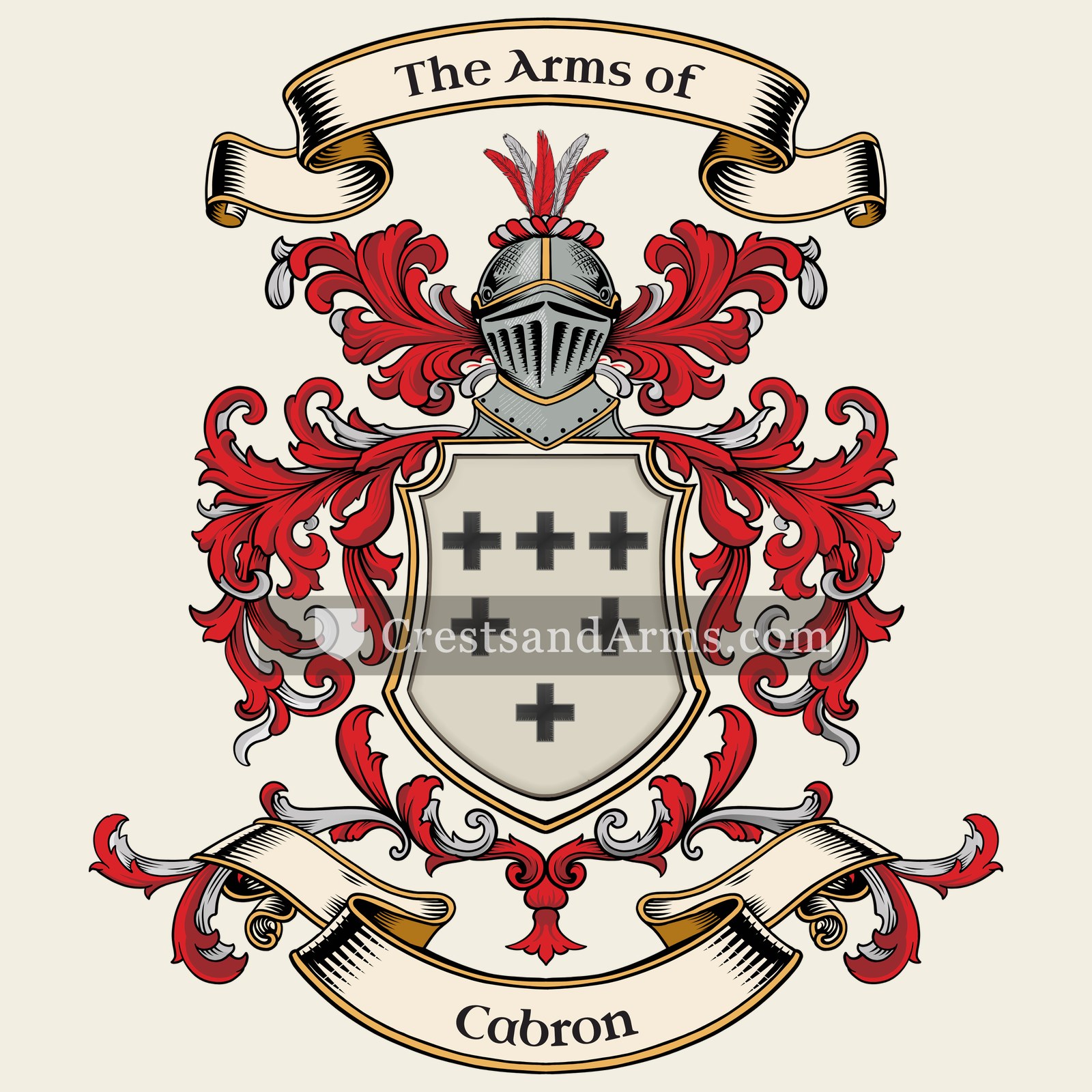 The Cabron coat of arms, drawn from the recorded blazon