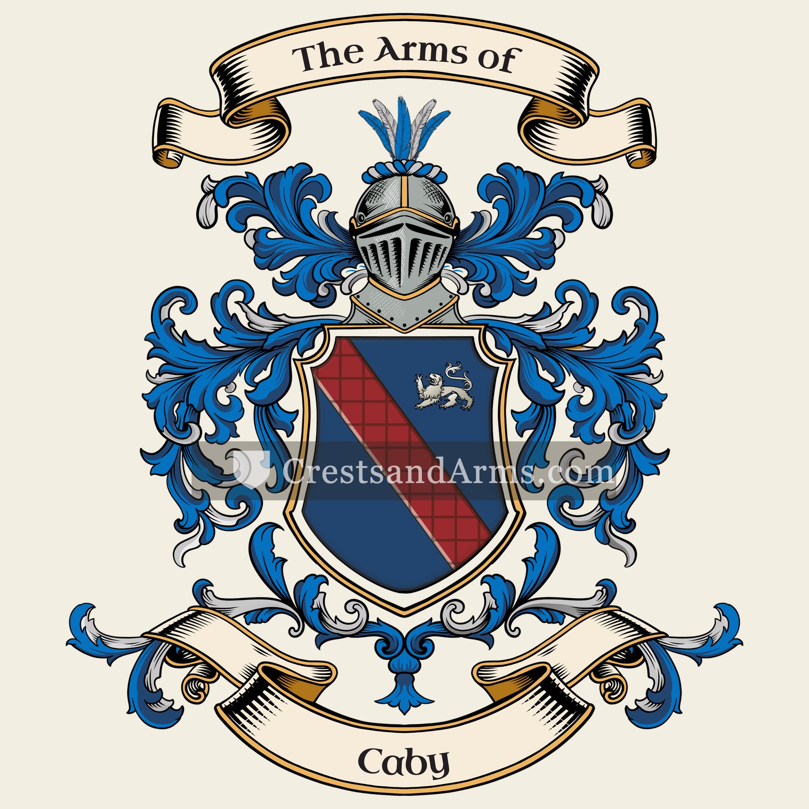 The Caby coat of arms, drawn from the recorded blazon
