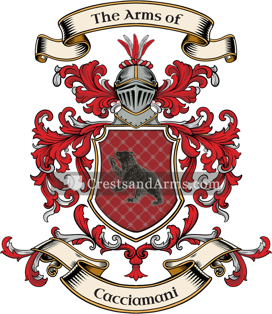 The Cacciamani coat of arms, drawn from the recorded blazon