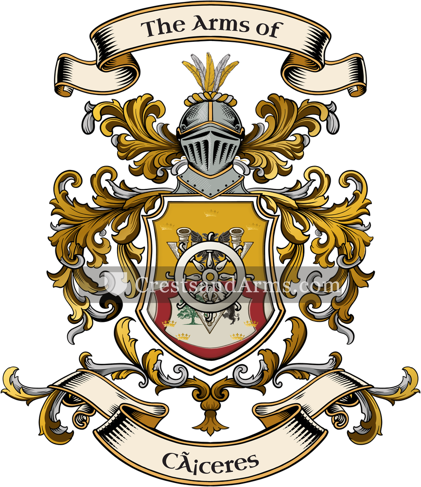 The Cáceres coat of arms, drawn from the recorded blazon
