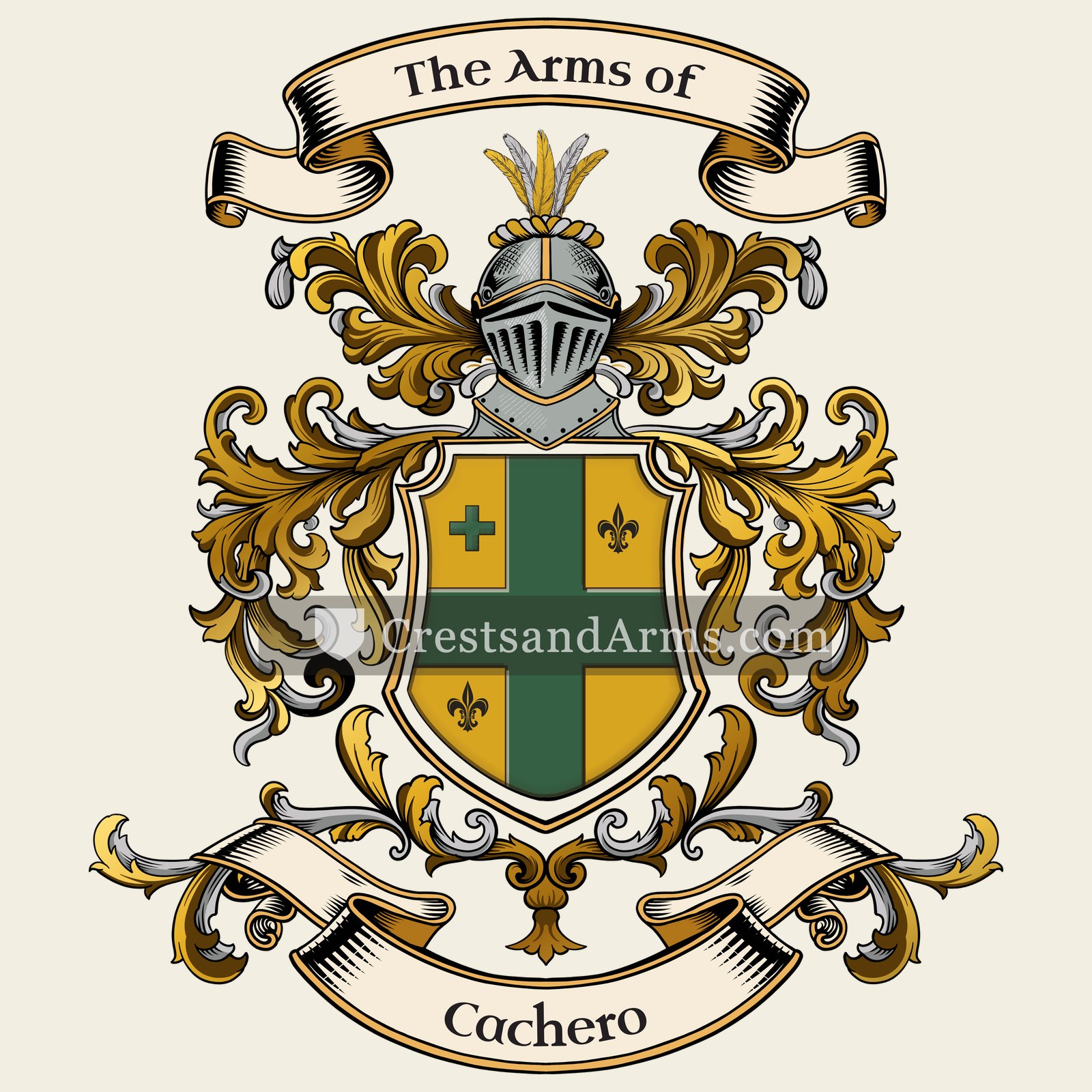 The Cachero coat of arms, drawn from the recorded blazon