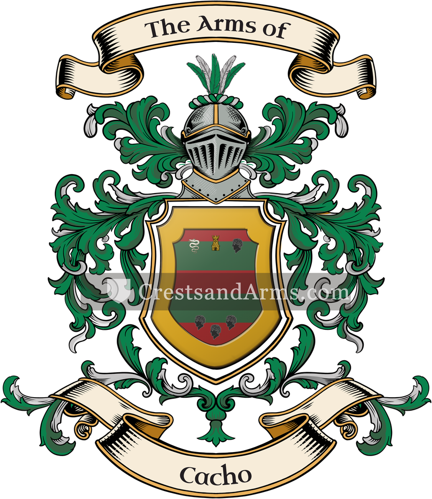 The Cacho coat of arms, drawn from the recorded blazon