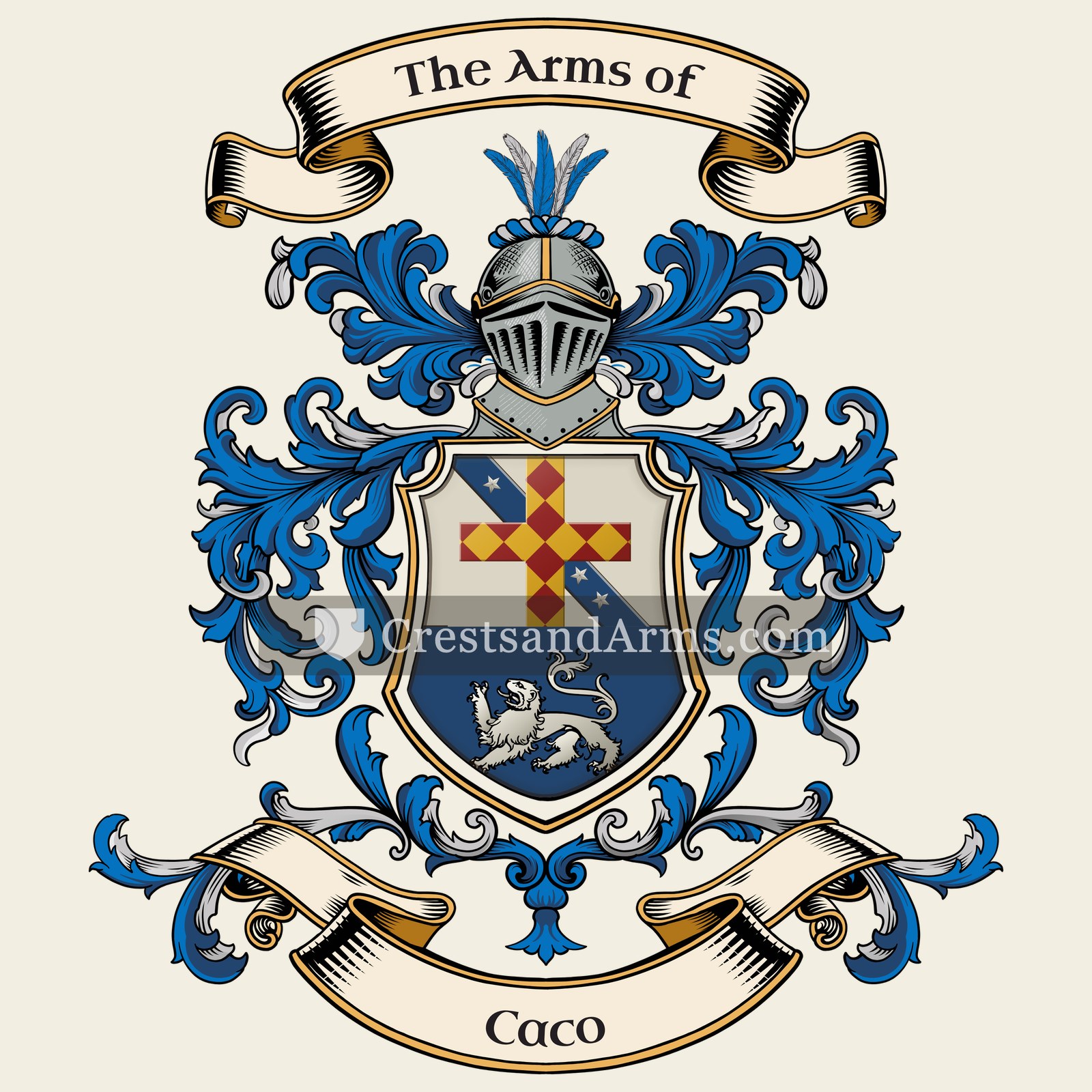 The Caco coat of arms, drawn from the recorded blazon