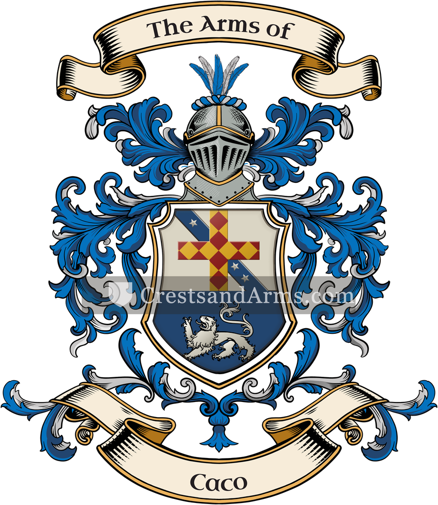 The Caco coat of arms, drawn from the recorded blazon