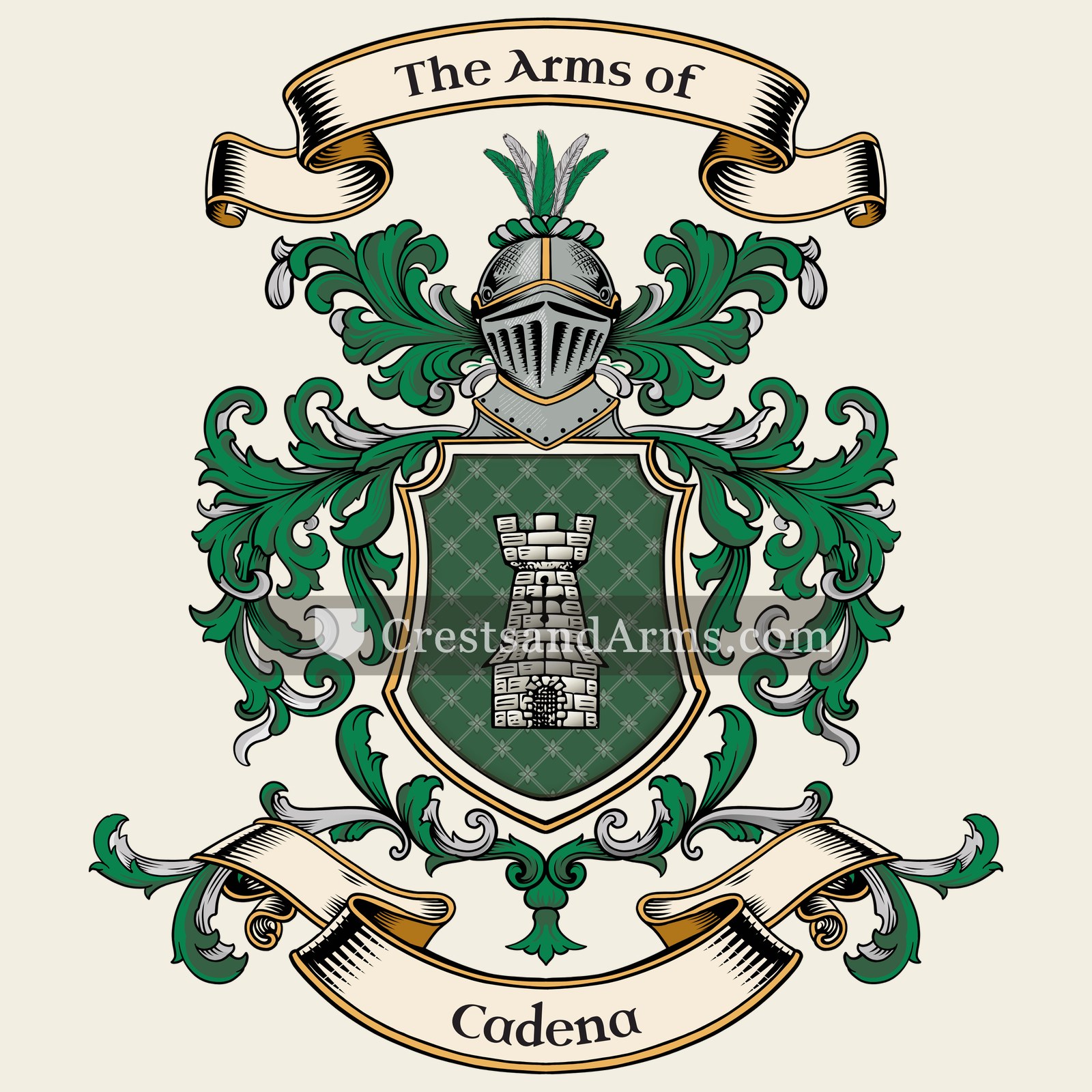 The Cadena coat of arms, drawn from the recorded blazon