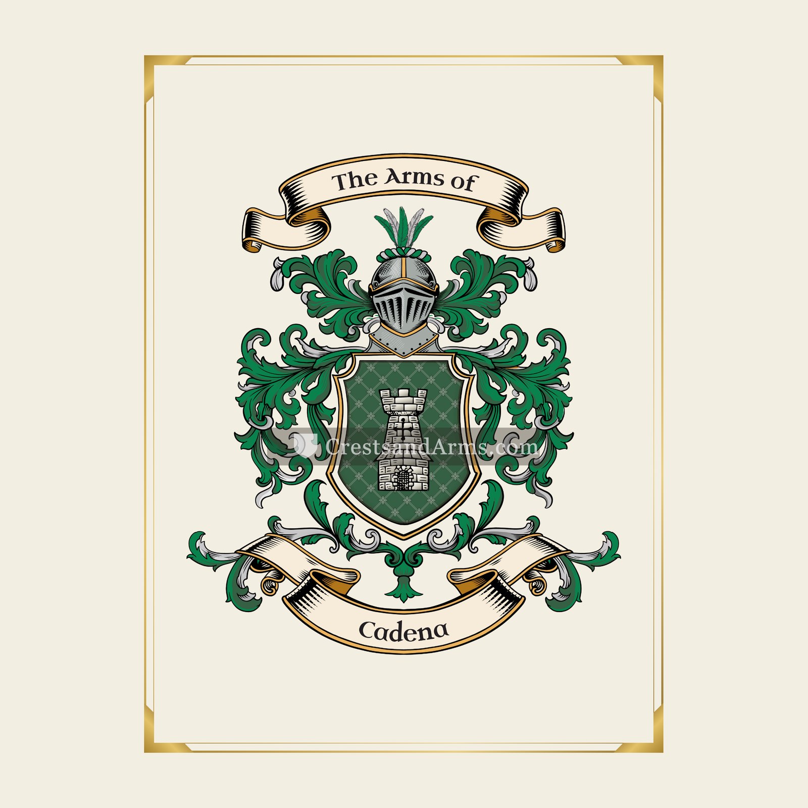 With gold border