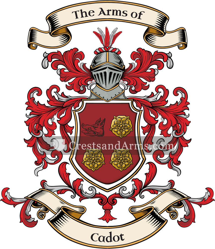 The Cadot coat of arms, drawn from the recorded blazon