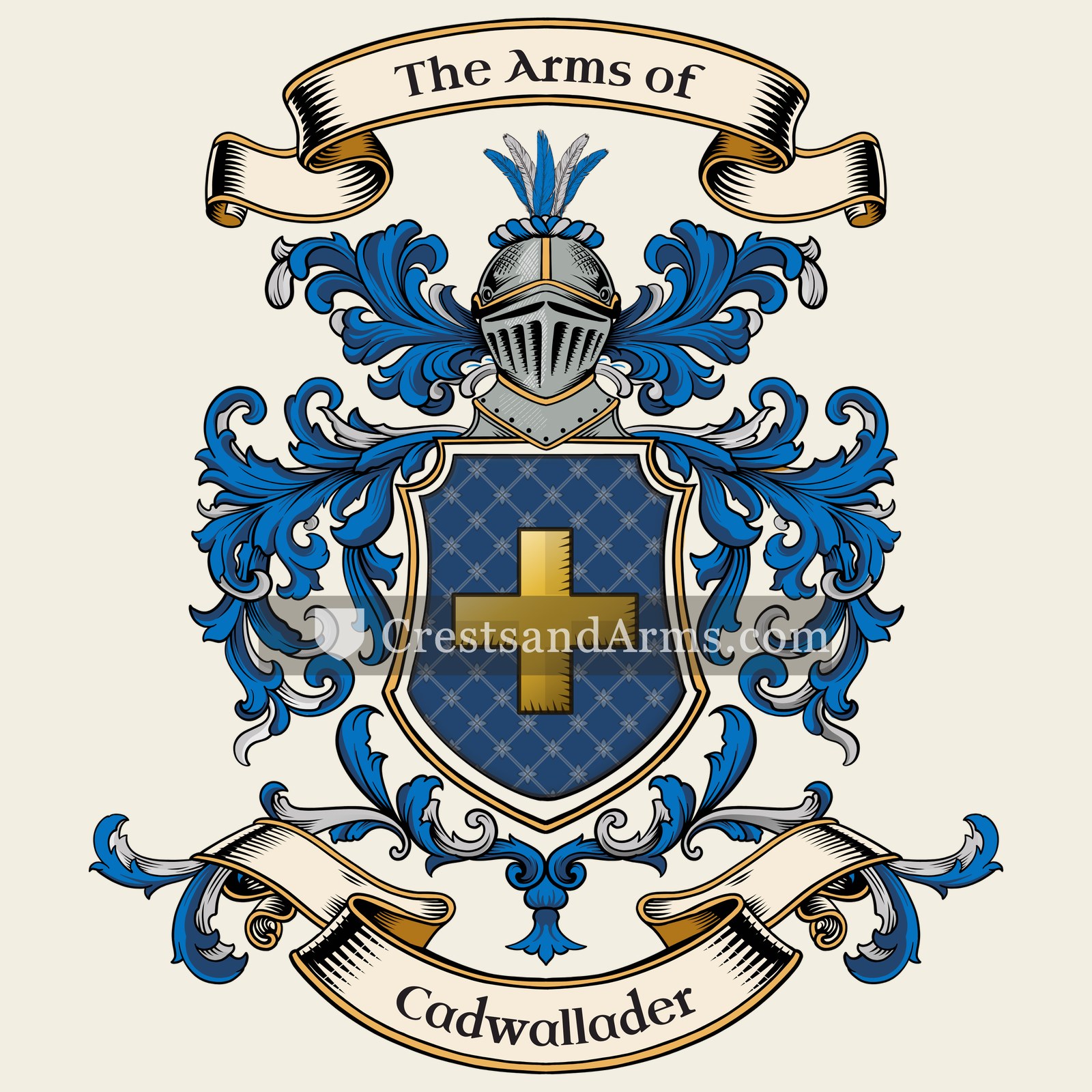 The Cadwallader coat of arms, drawn from the recorded blazon