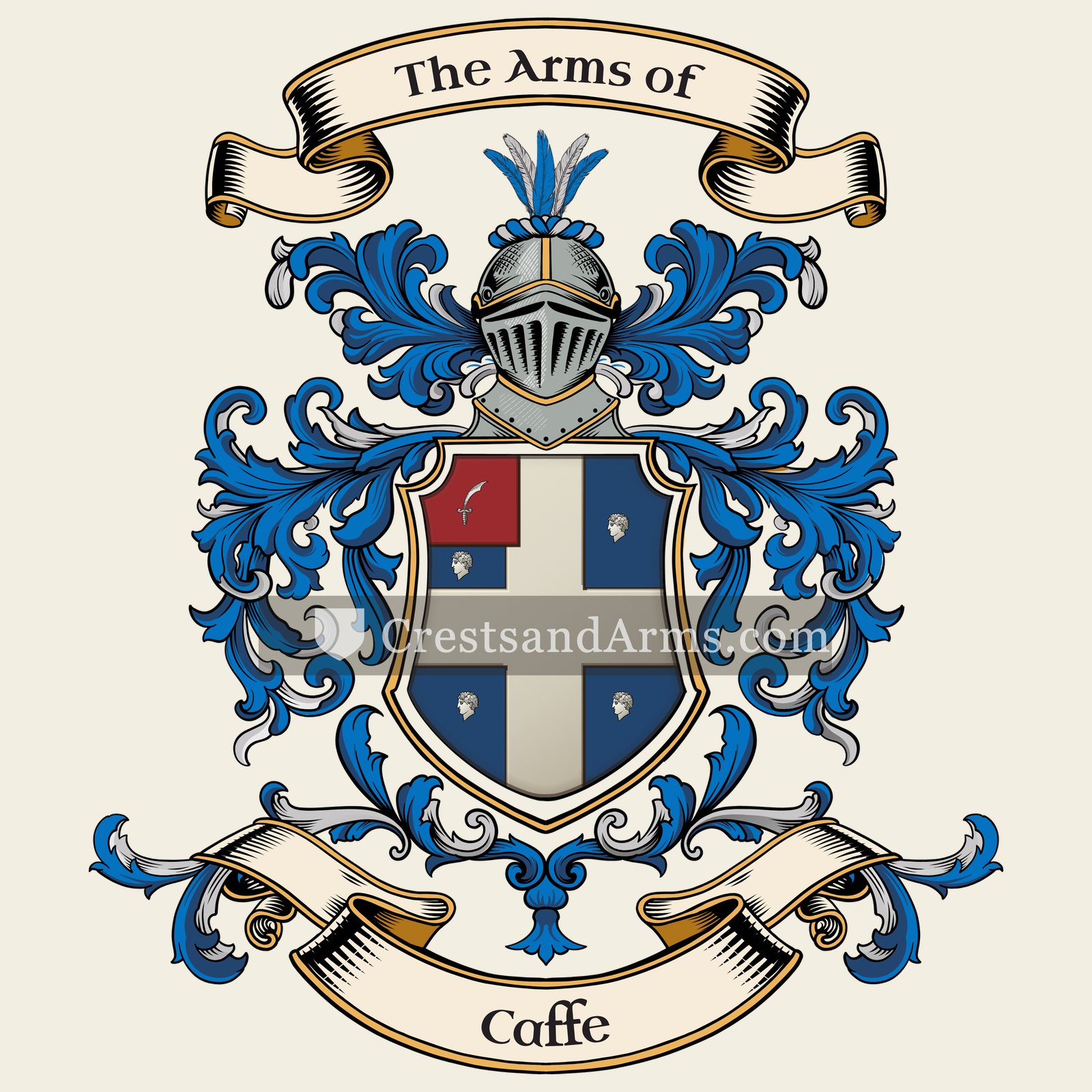 The Caffe coat of arms, drawn from the recorded blazon