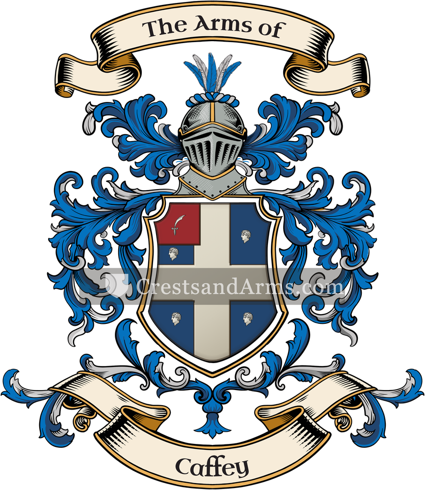 The Caffey coat of arms, drawn from the recorded blazon