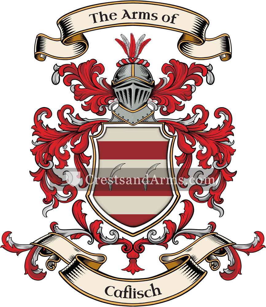 The Caflisch coat of arms, drawn from the recorded blazon
