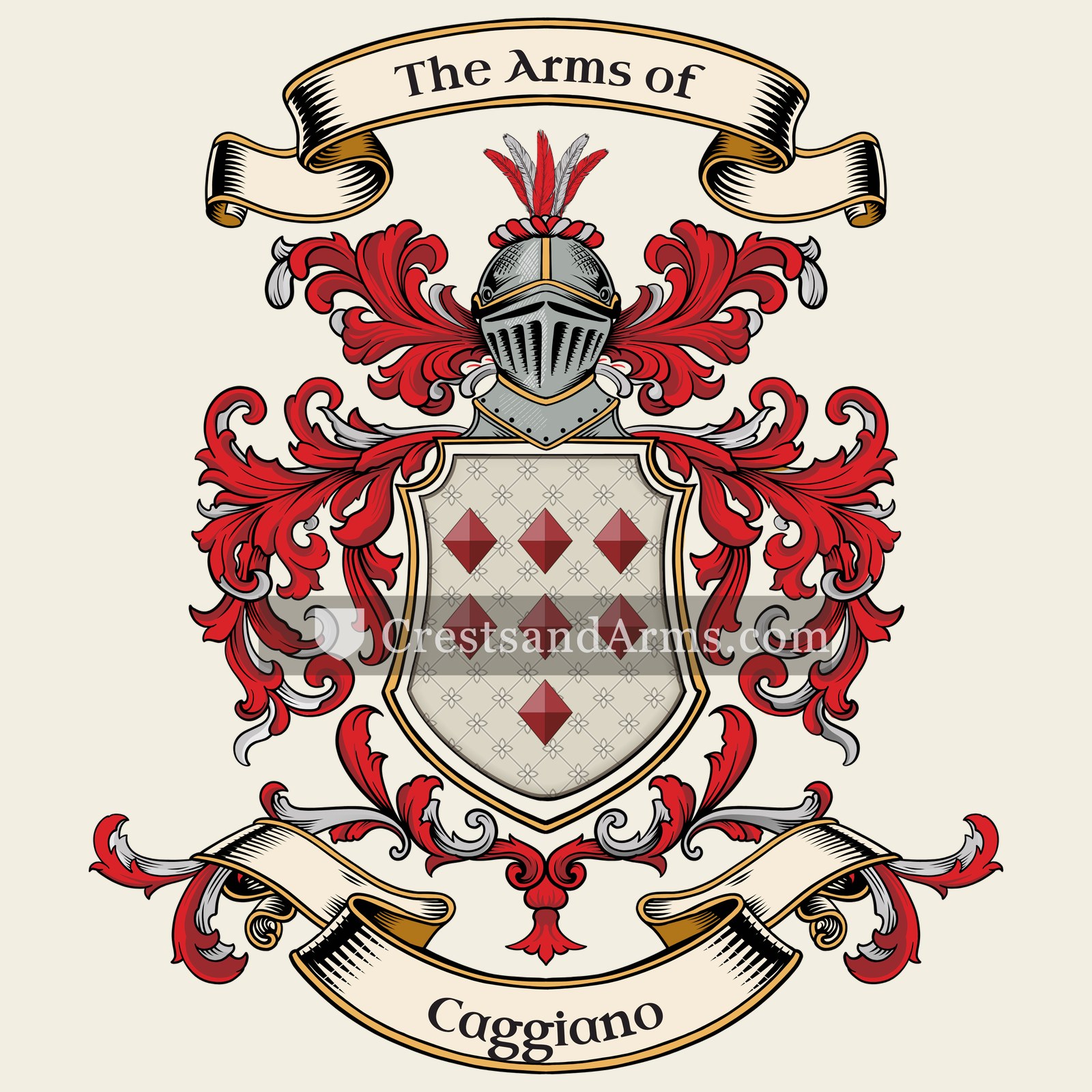 The Caggiano coat of arms, drawn from the recorded blazon