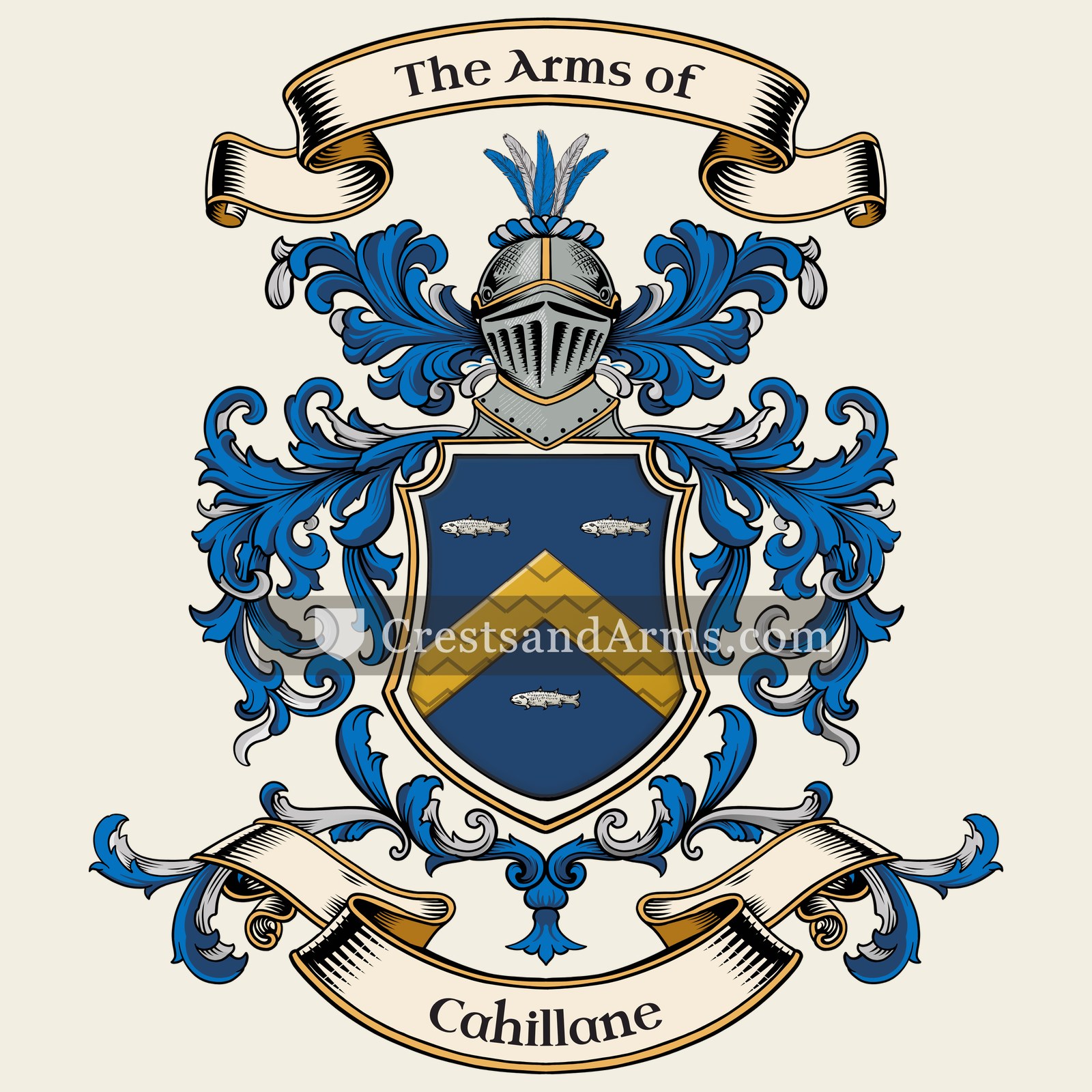 The Cahillane coat of arms, drawn from the recorded blazon