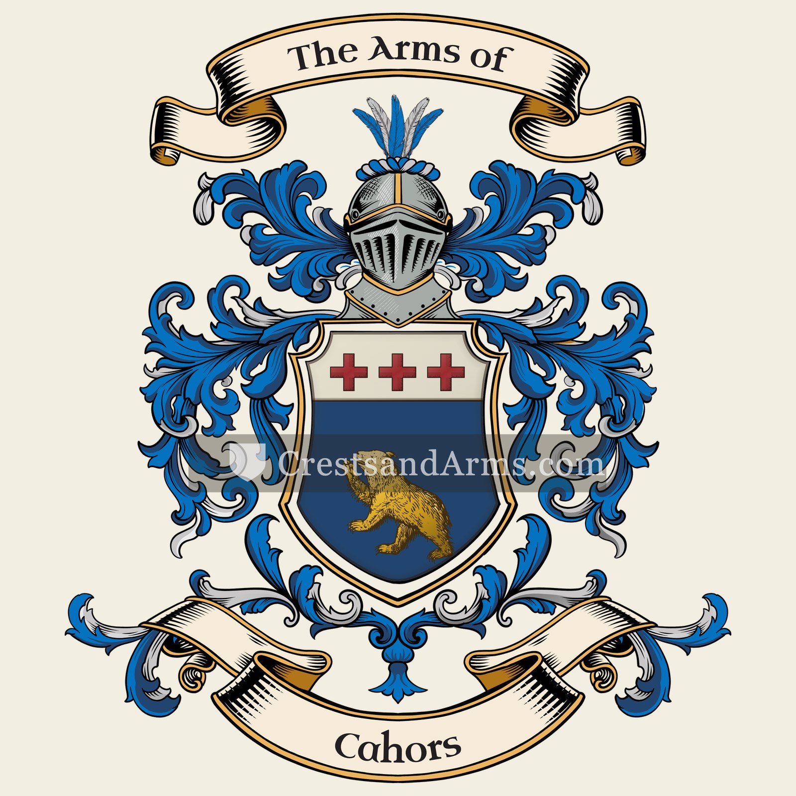 The Cahors coat of arms, drawn from the recorded blazon