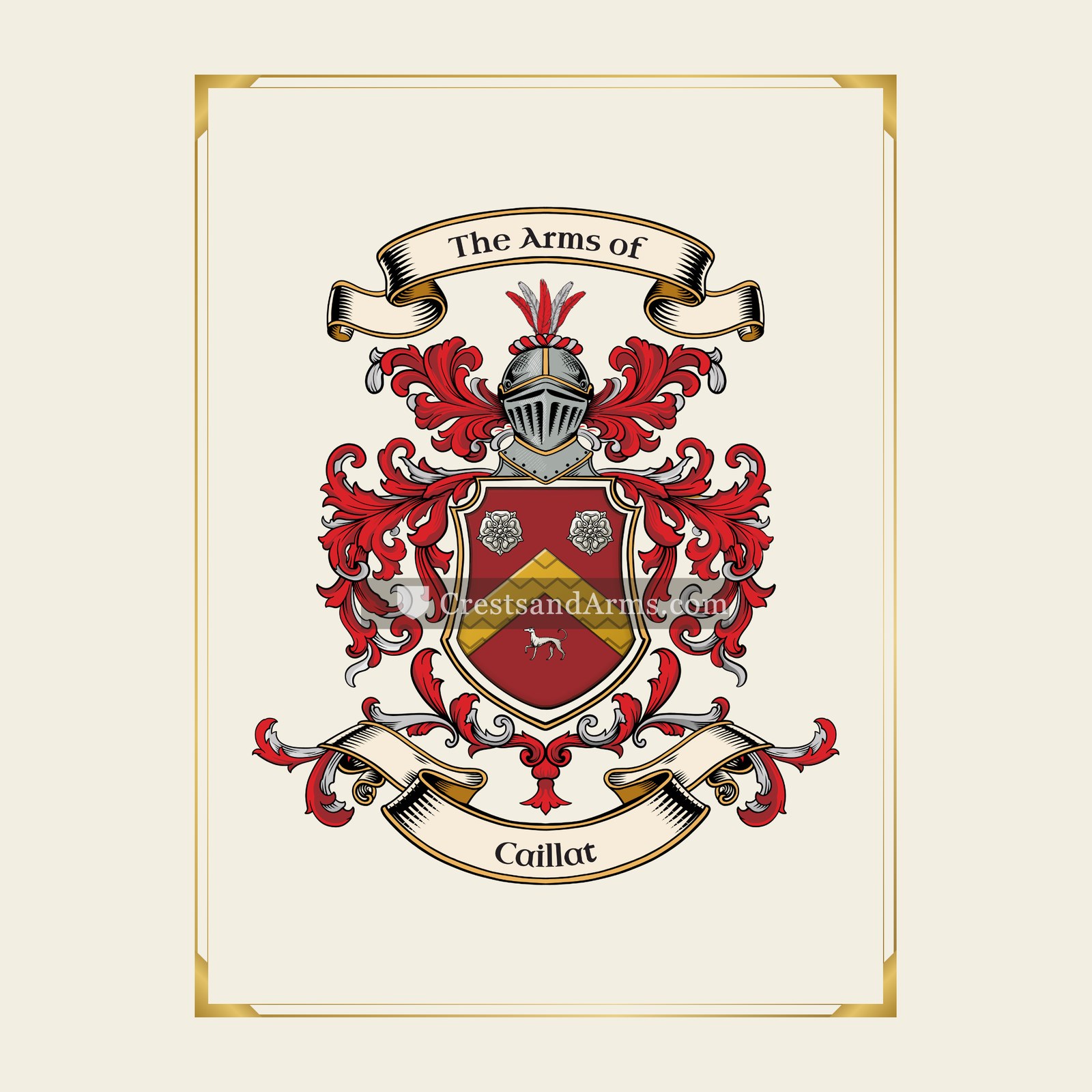 With gold border