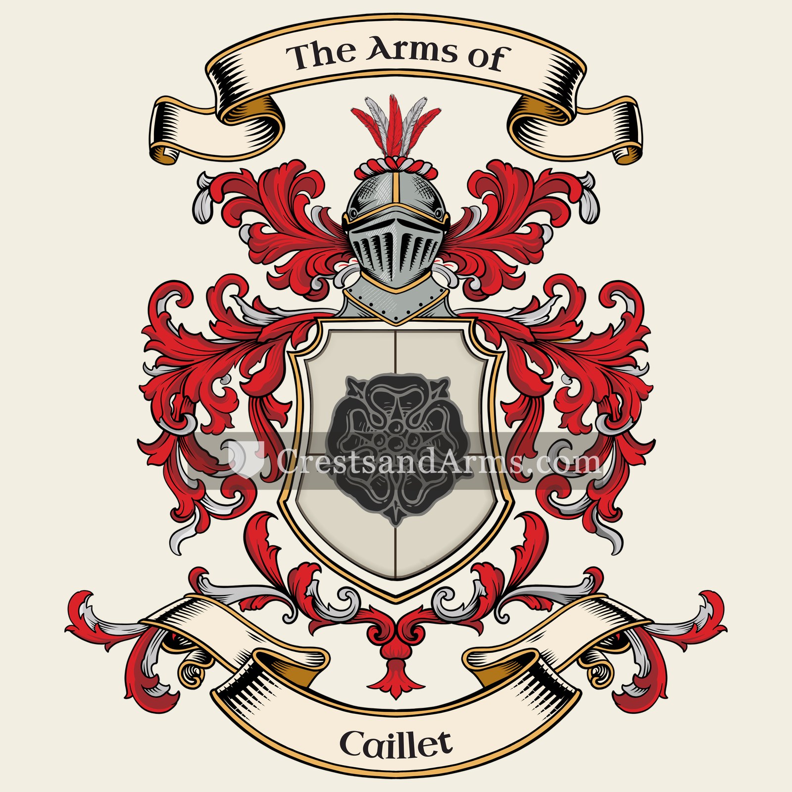 The Caillet coat of arms, drawn from the recorded blazon