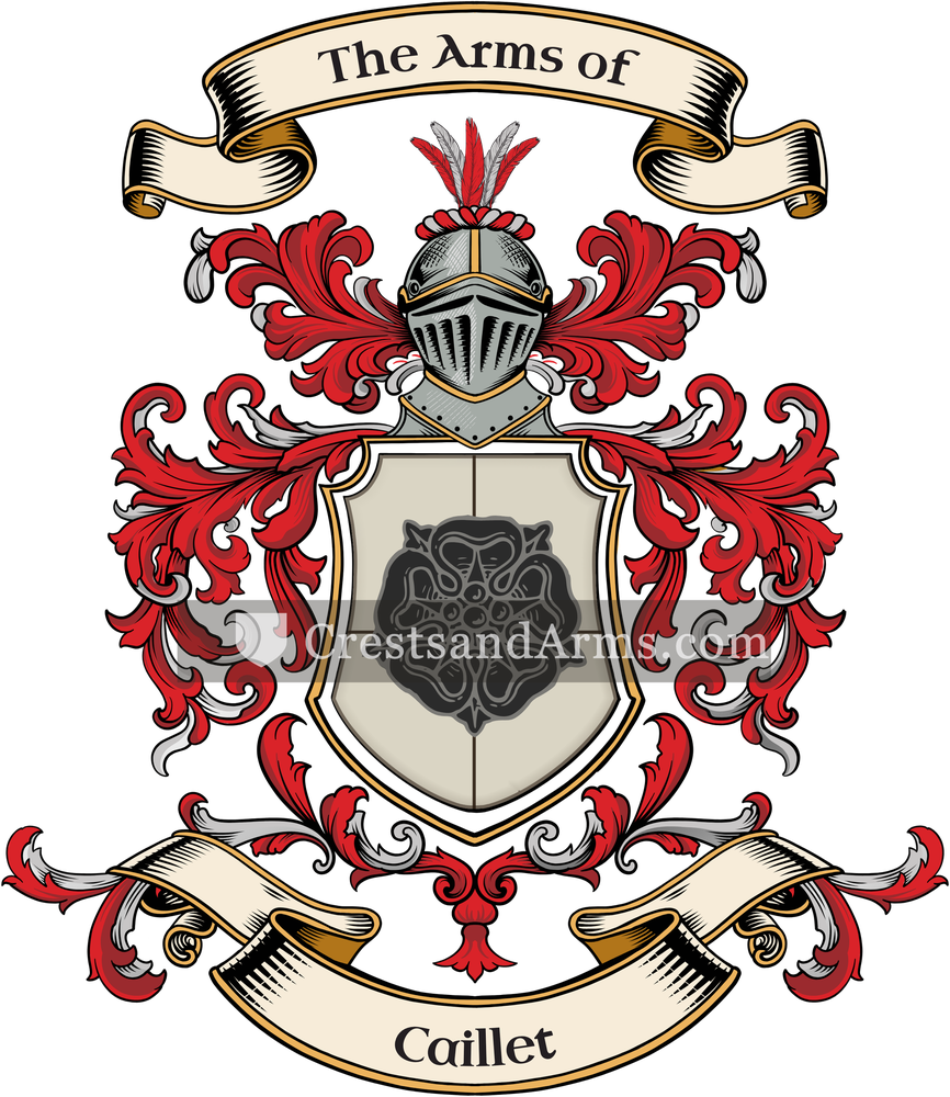 The Caillet coat of arms, drawn from the recorded blazon