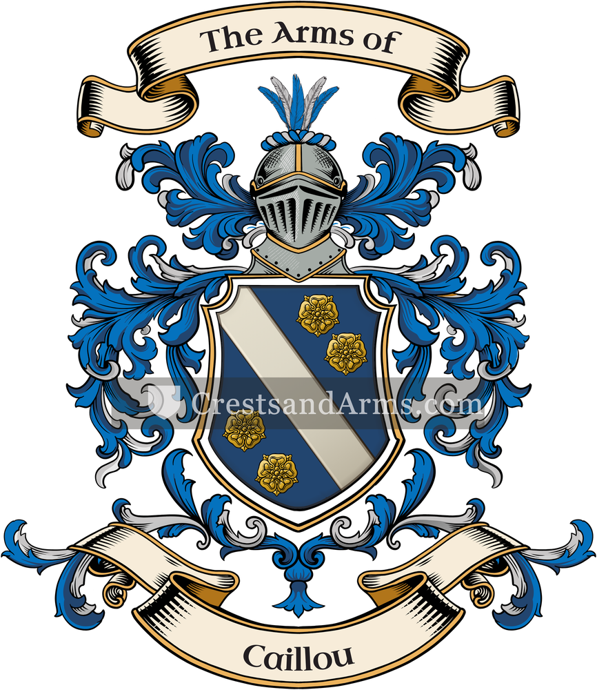 The Caillou coat of arms, drawn from the recorded blazon