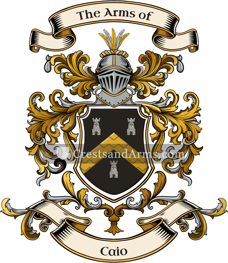 The Caio coat of arms, drawn from the recorded blazon