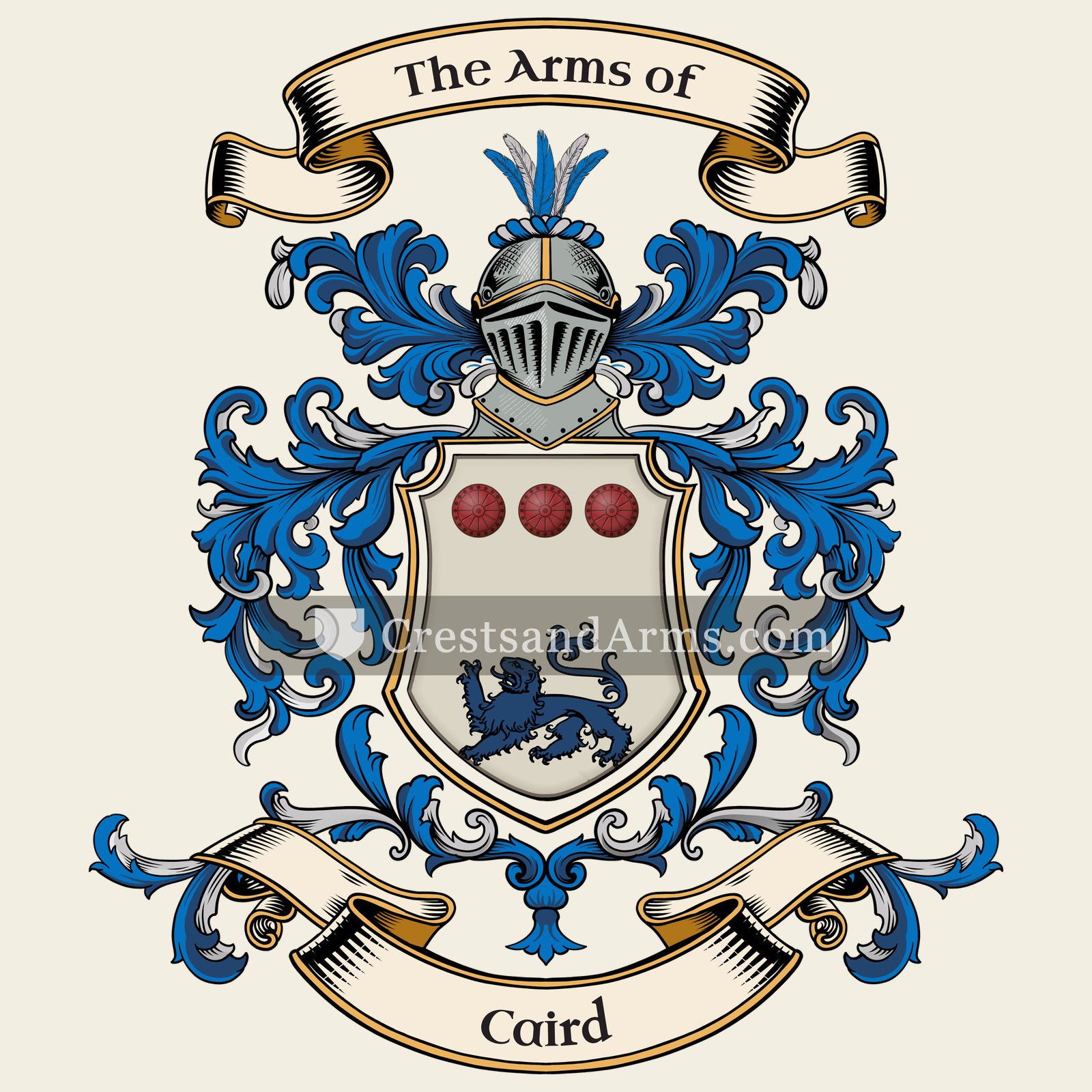 The Caird coat of arms, drawn from the recorded blazon