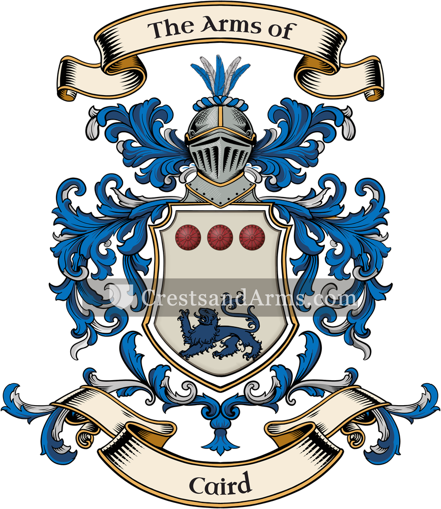 The Caird coat of arms, drawn from the recorded blazon